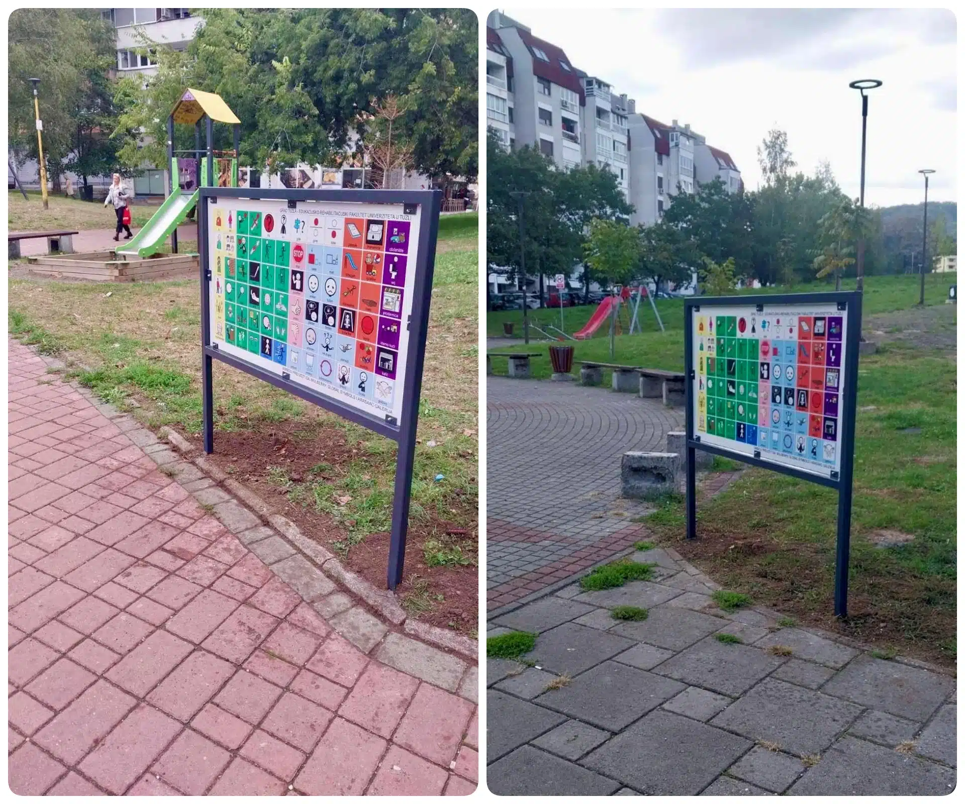 Postavljene dvije komunikacijske table za osobe sa složenim komunikacijskim potrebama na igralištima u Tuzli