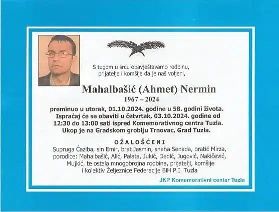 Preminuo je Mahalbašić Nermin