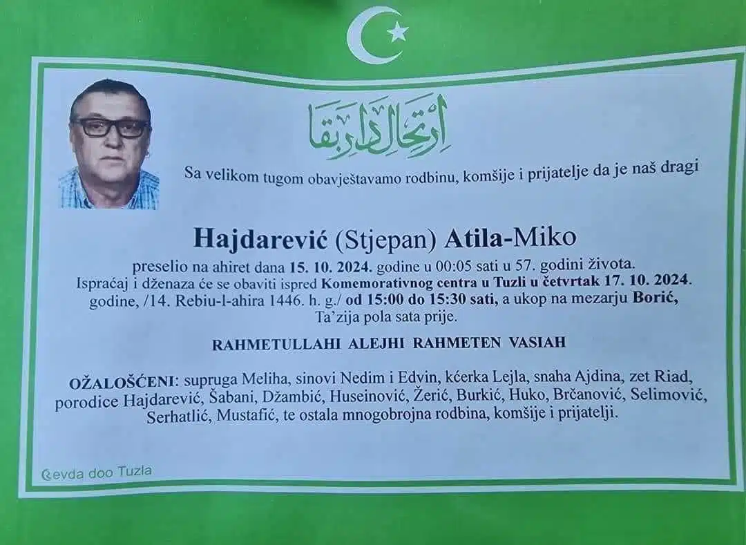 Preminuo je Atila Miko Hajdarević