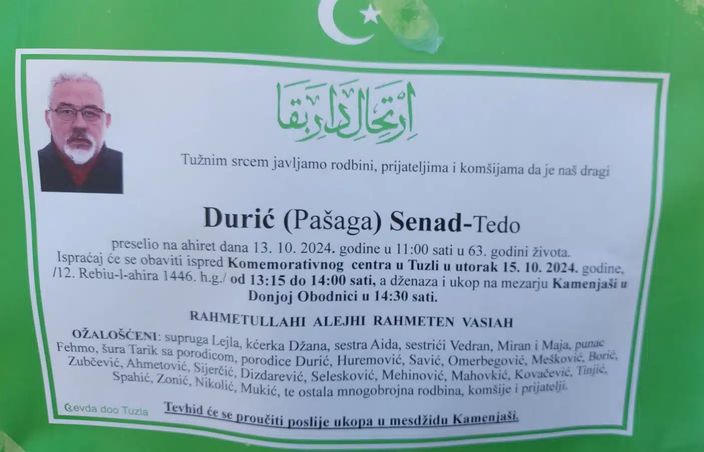 Preminuo je Senad Durić Tedo
