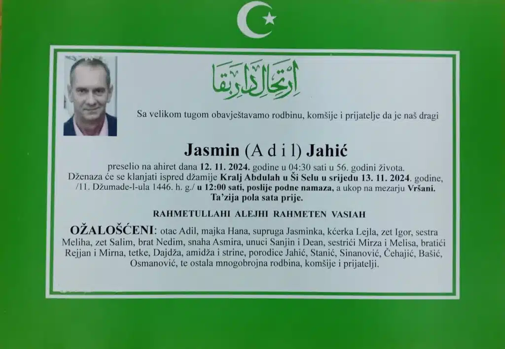 Preminuo je Jasmin Jahić preminuo je jasmin jahić