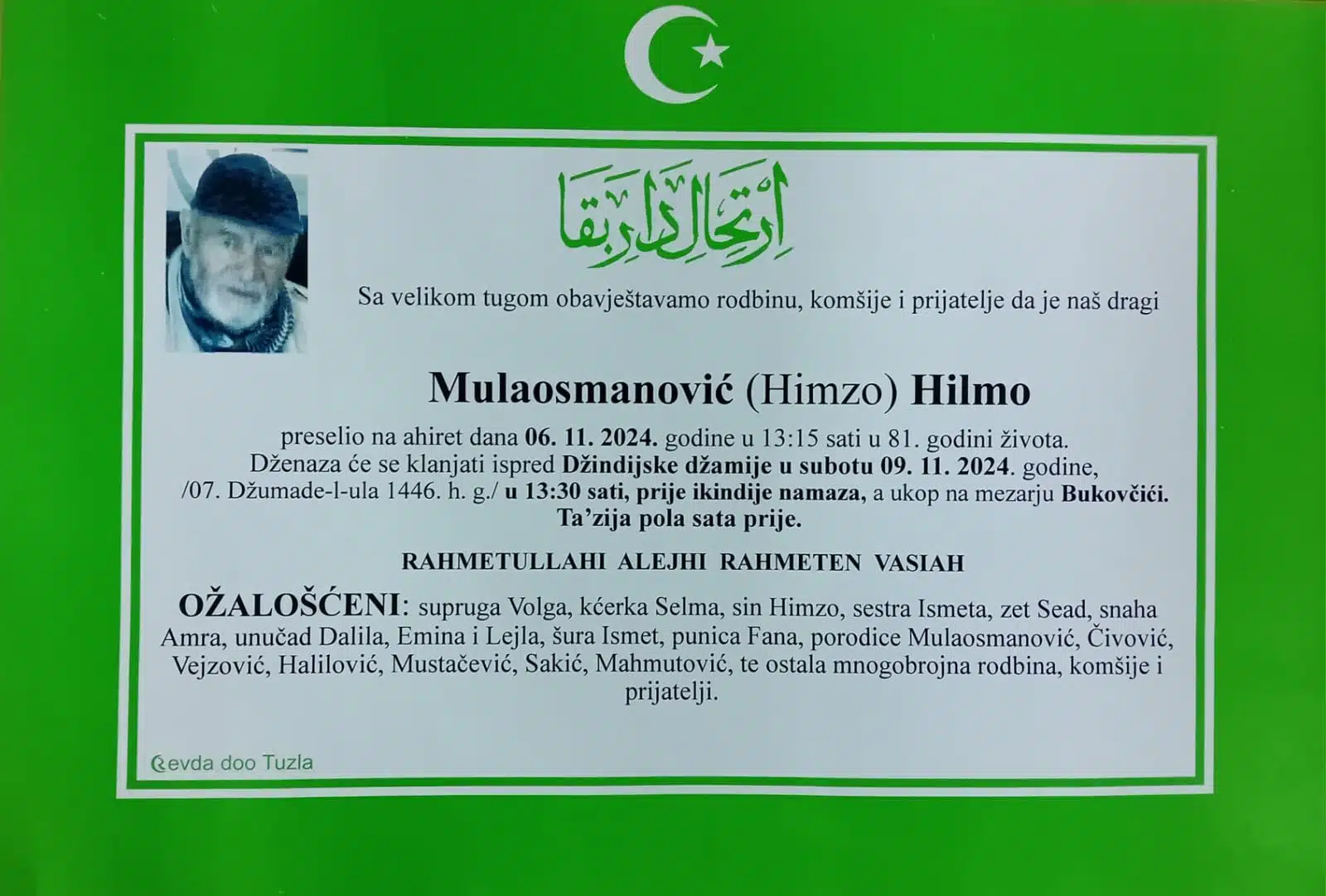Preminuo je Hilmo Mulaosmanović