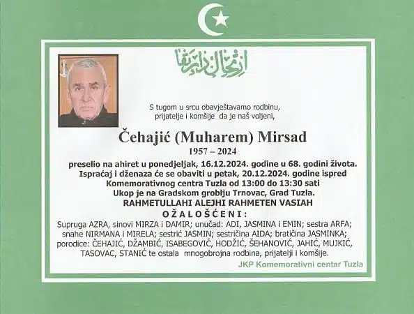 Preminuo je Čehajić Mirsad