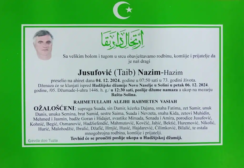 Preminuo je Jusufović Nazim-Hazim
