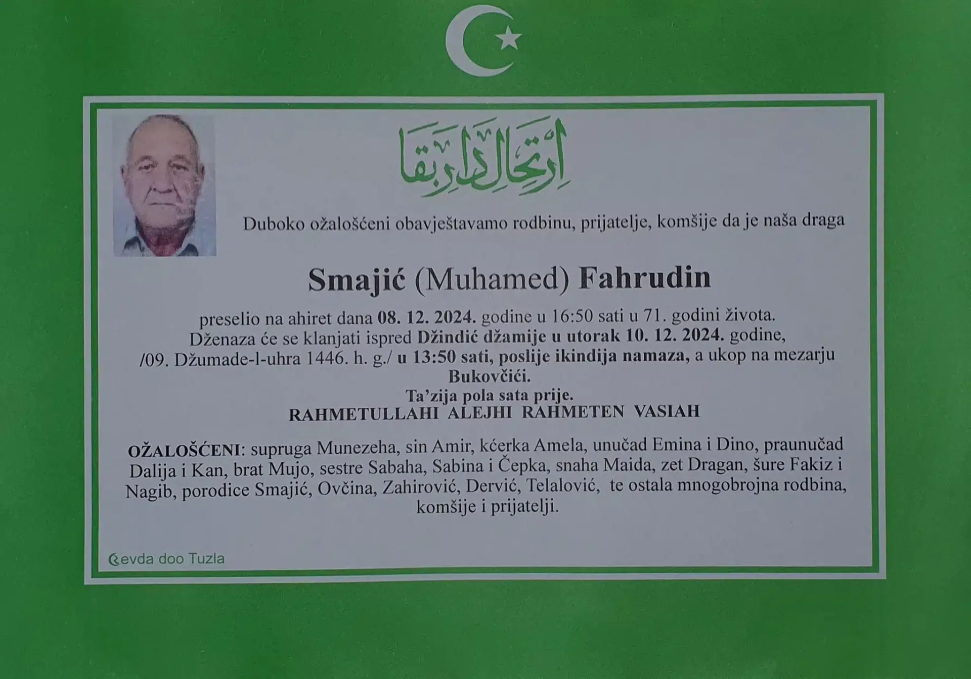 Preminuo je Smajić Fahrudin