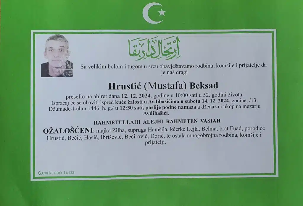 Preminuo je Hrustić Beksad Preminuo je Hrustić Beksad