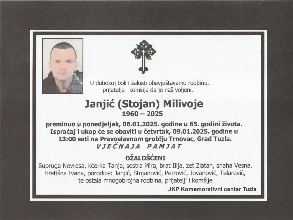 Preminuo je Janjić Milivoje Preminuo je Janjić Milivoje