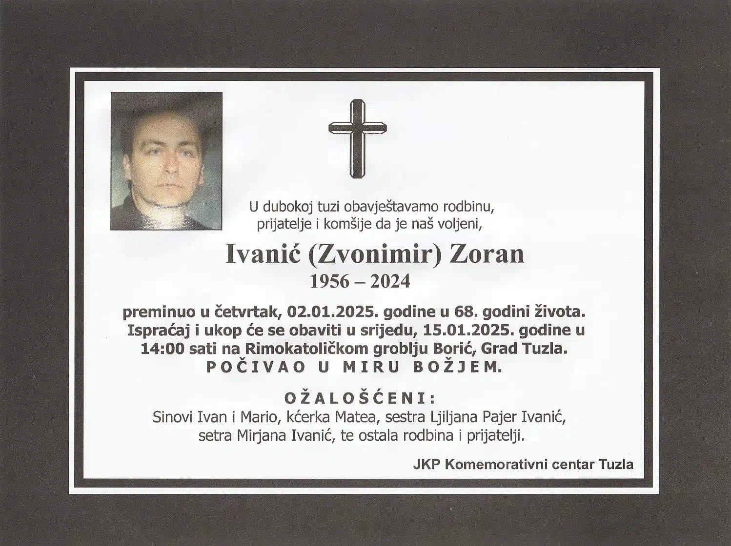 Preminuo je Ivanić Zoran