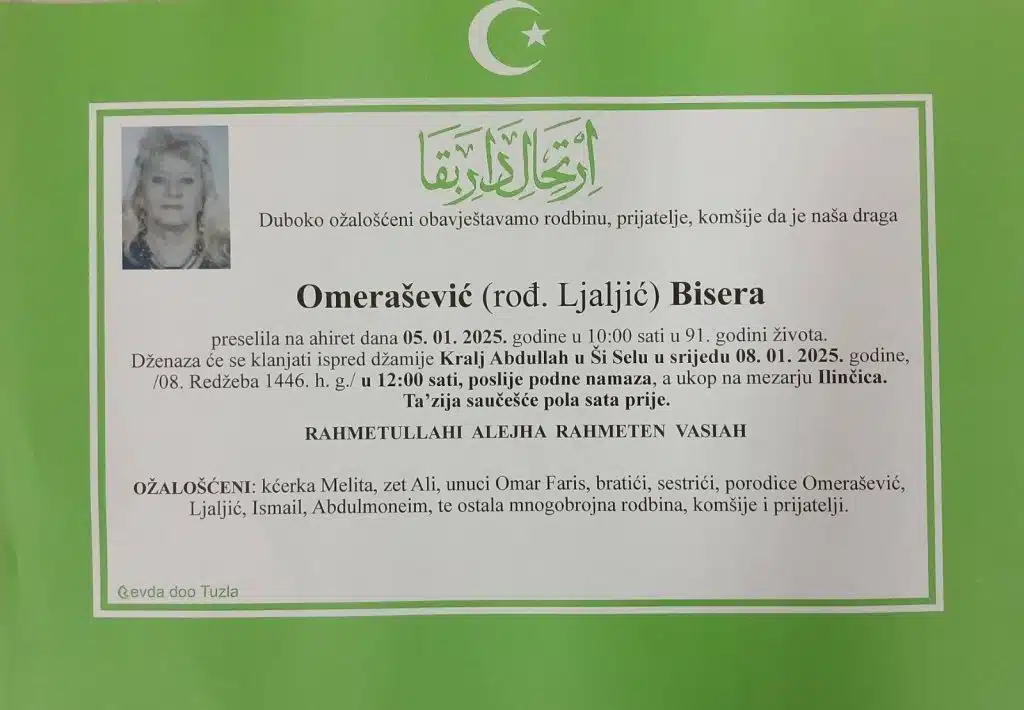 Preminula je Omerašević Bisera Preminula je Omerašević Bisera