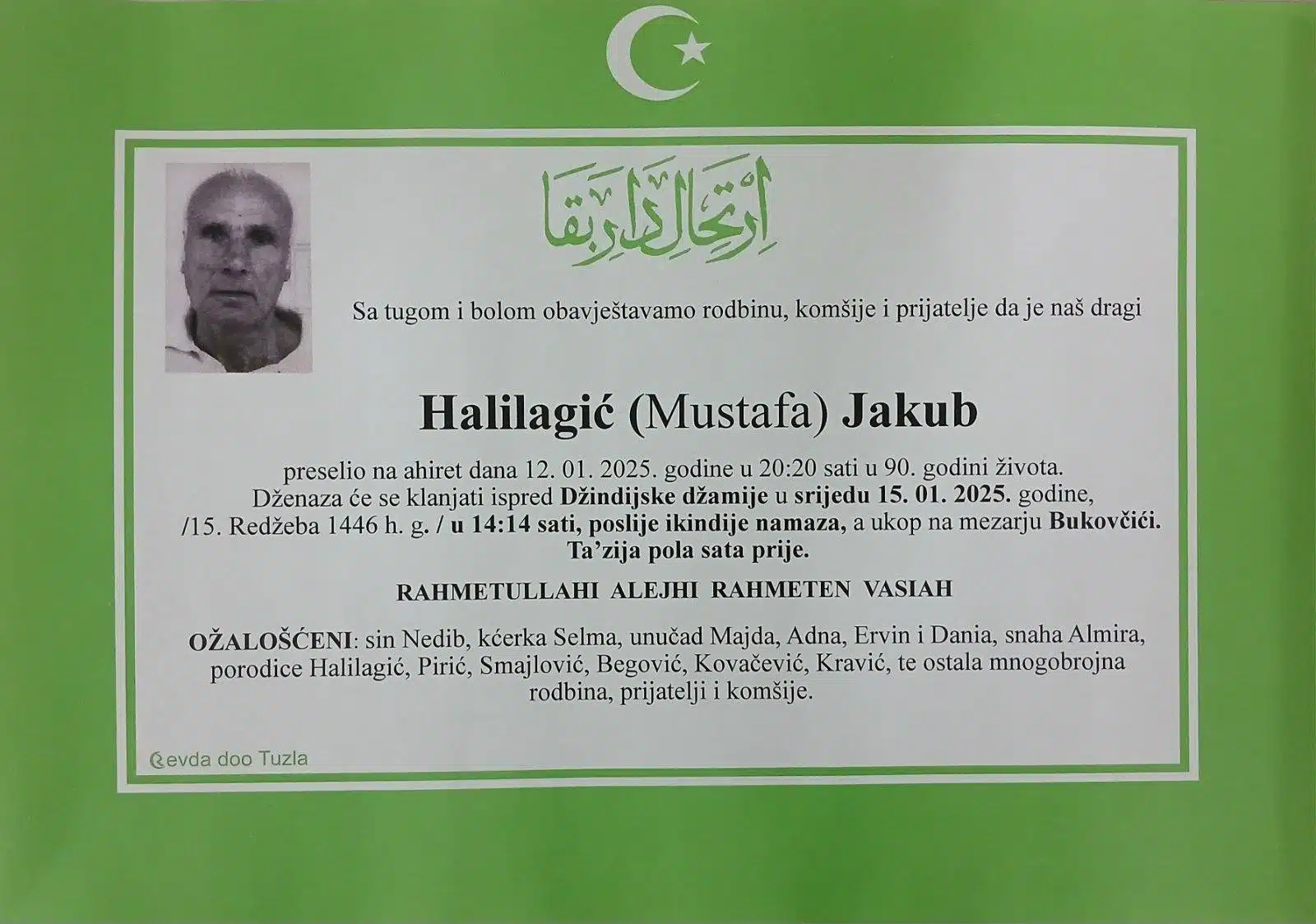Preminuo je Halilagić Jakub