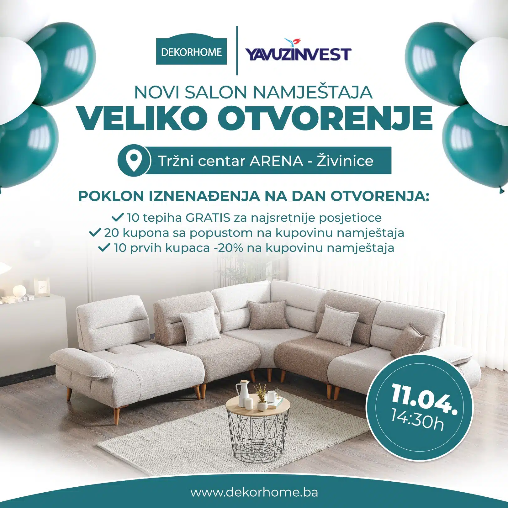 Najava otvorenja Decore Home u TC Areni Živinice