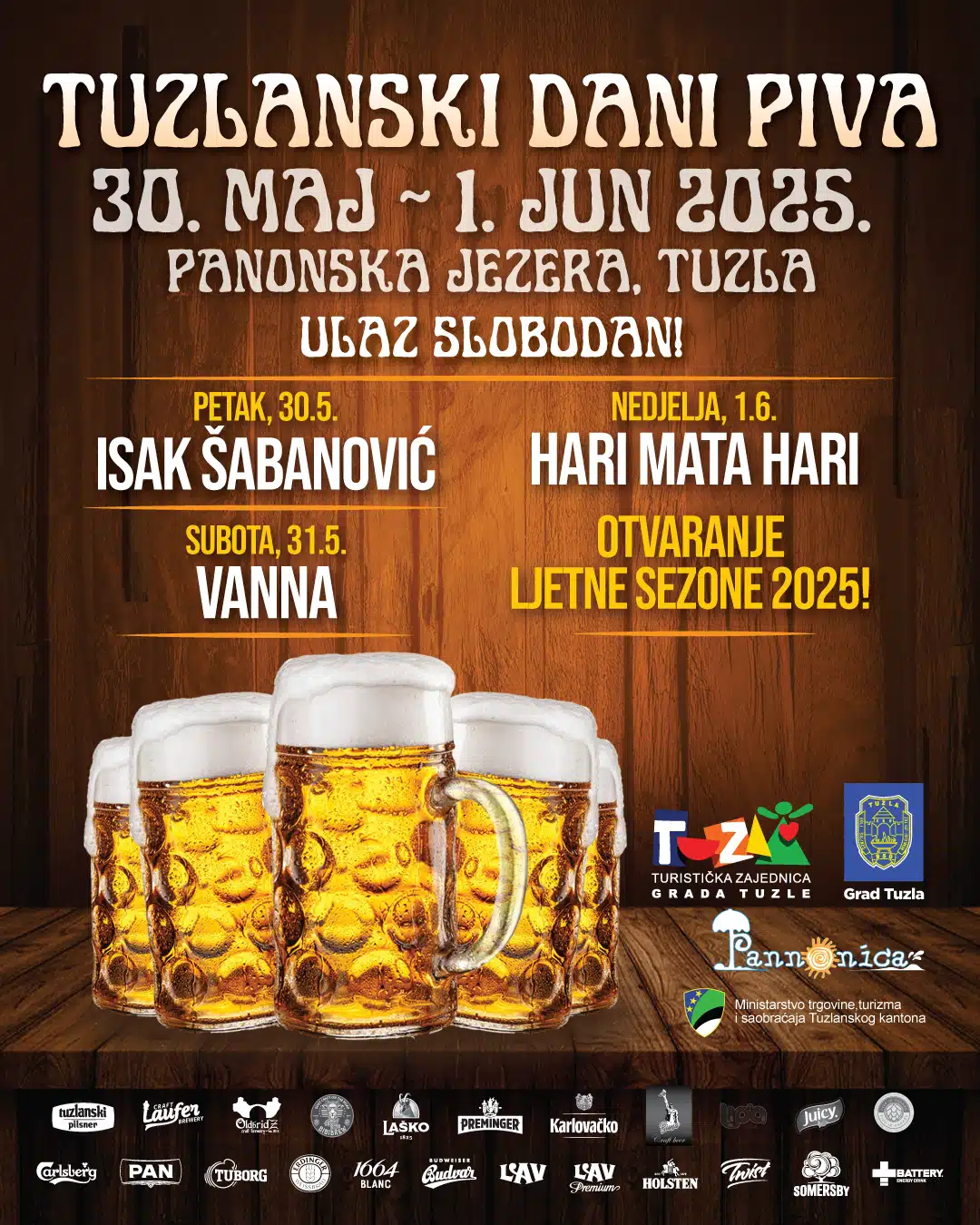 Tuzlanski dani piva 2025: Tri dana vrhunskog piva i muzike na Panonskim jezerima
