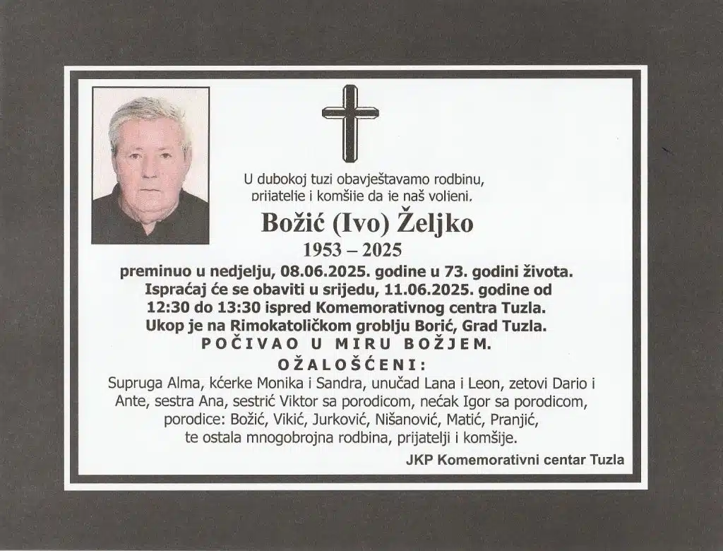 Preminuo je Božić Željko Preminuo je Božić Željko