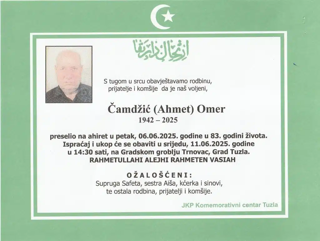 Preminuo je Čamdžić Omer