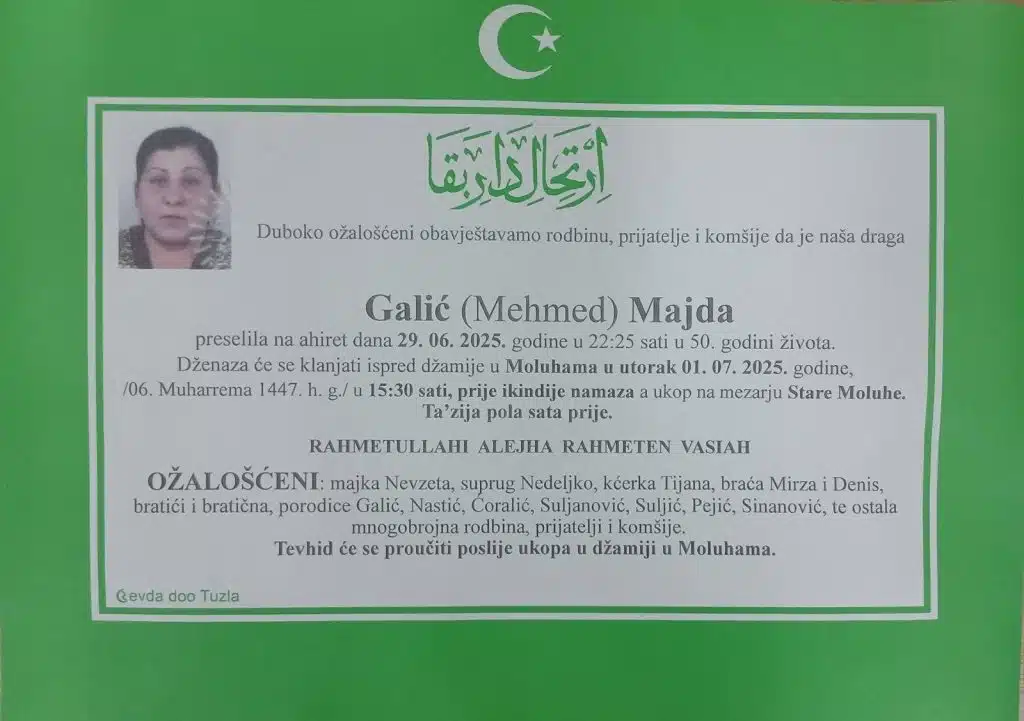 Preminula je Galić Majda