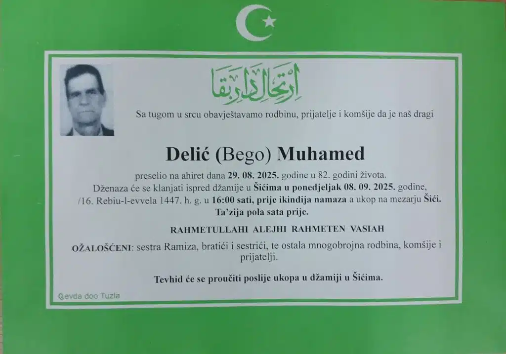 Preminuo je Delić Muhamed