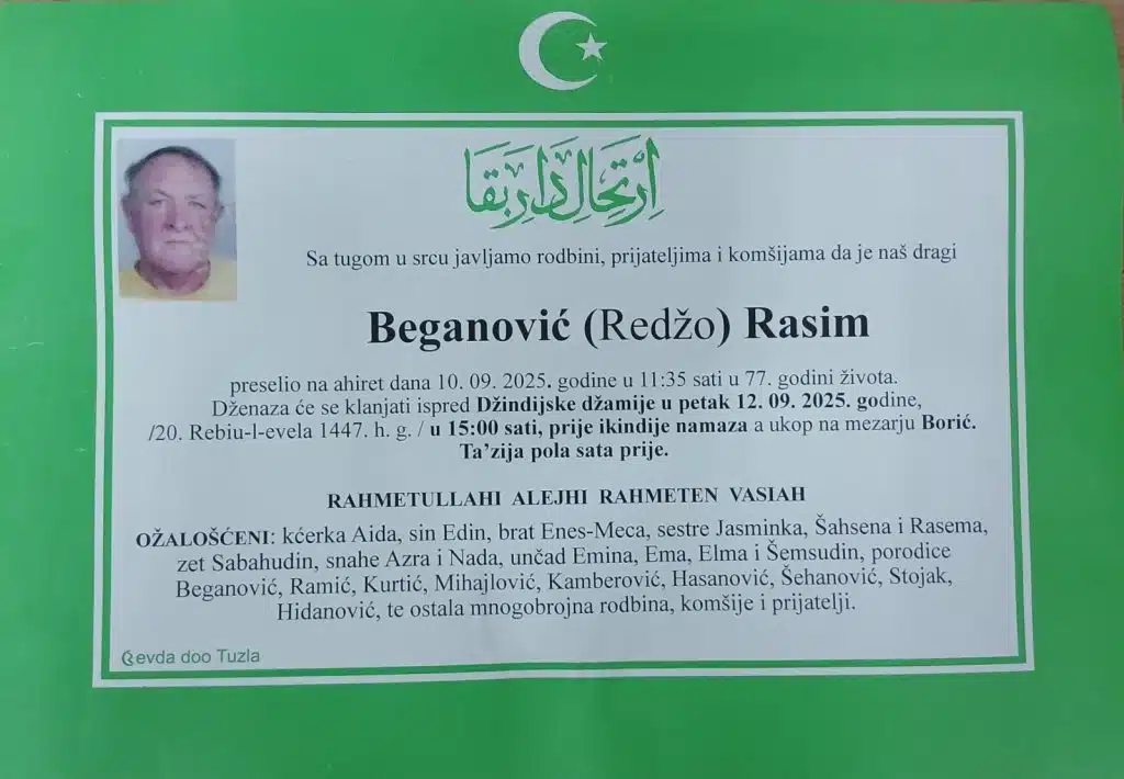 Preminuo je Beganović Rasim Preminuo je Beganović Rasim