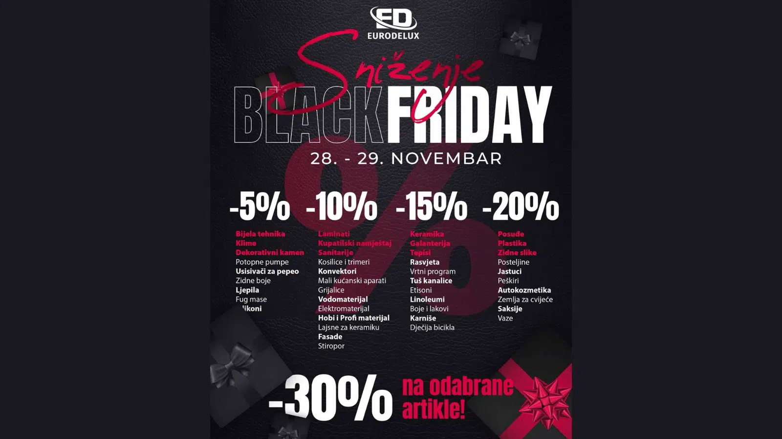 Black Friday u Eurodeluxu: Velika sniženja 28. i 29. novembra