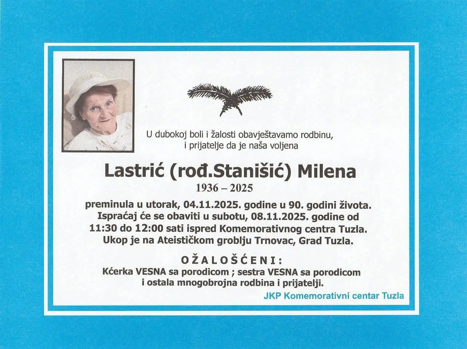 Preminula je Milena Lastrić