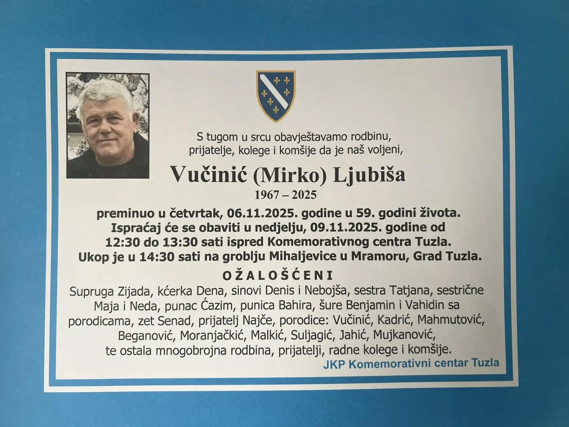 Preminuo je Ljubiša Vučinić