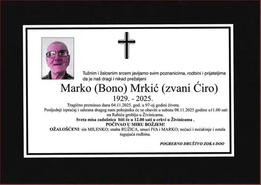 Preminuo je Marko Mrkić Ćiro