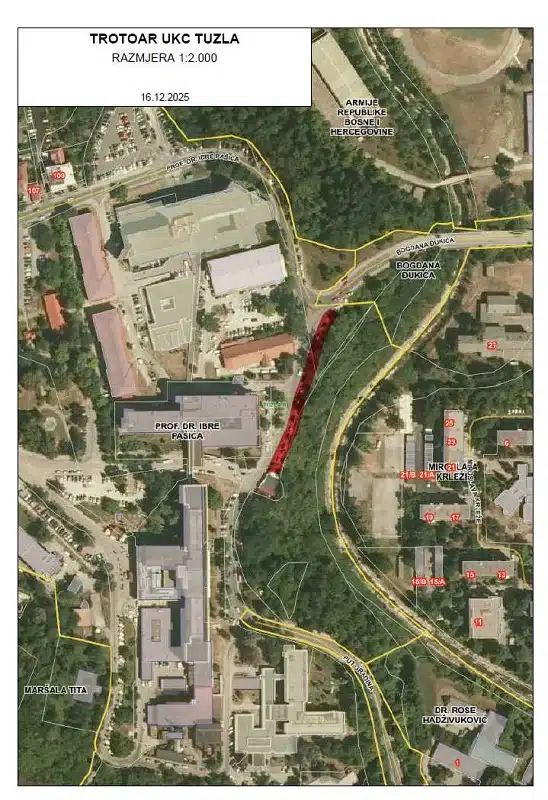 Počinju radovi na sanaciji trotoara kod UKC-a u Tuzli