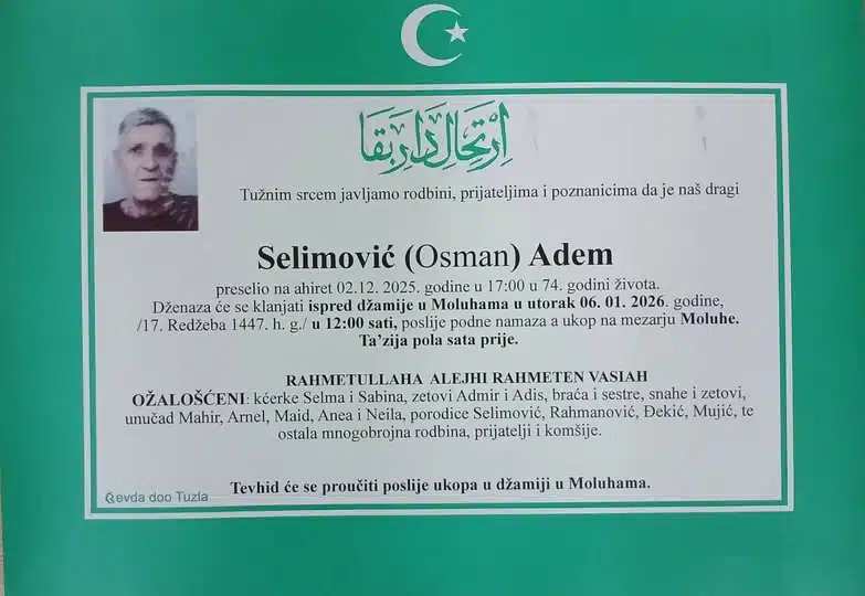 Preminuo je Adem Selimović