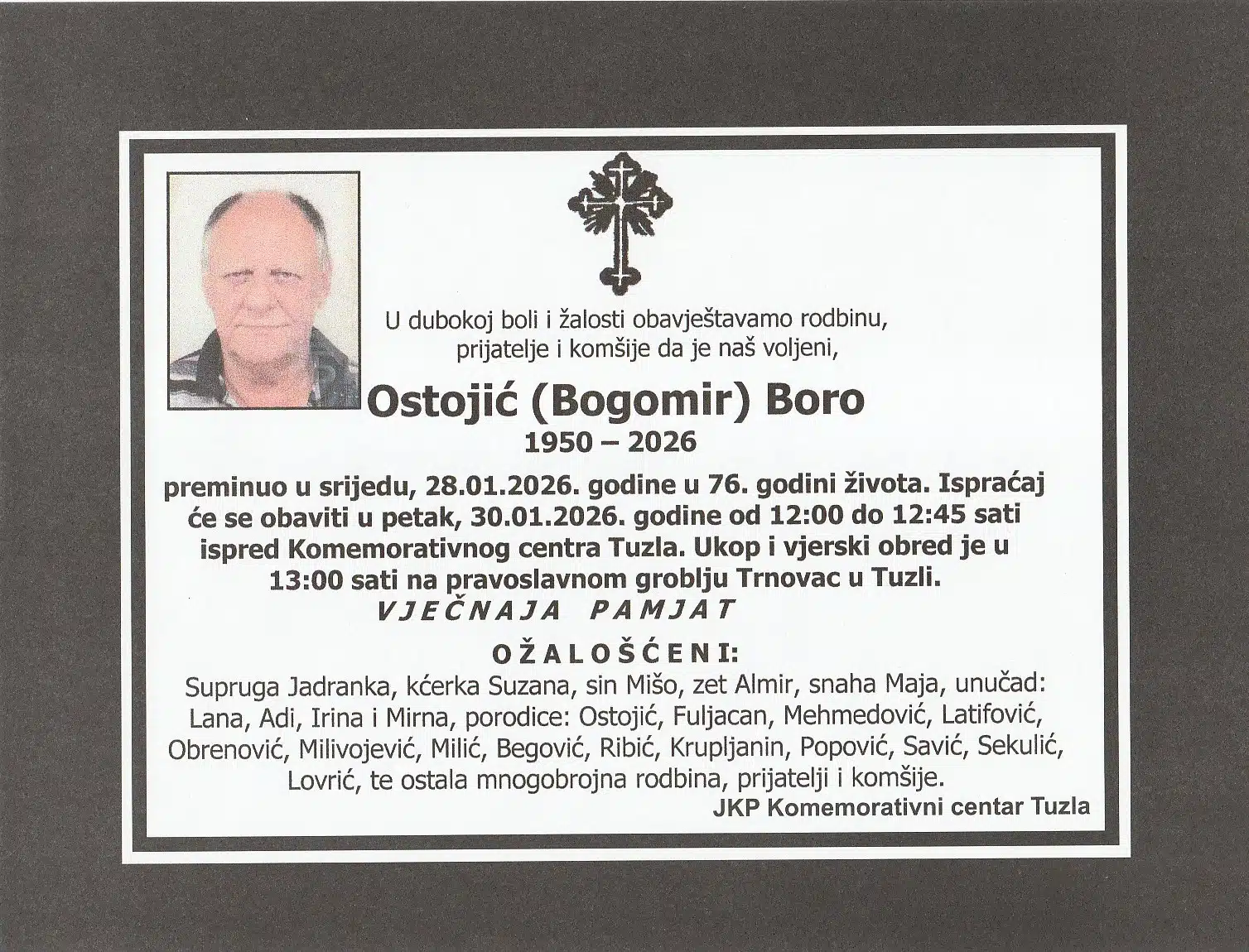 Preminuo je Boro Ostojić