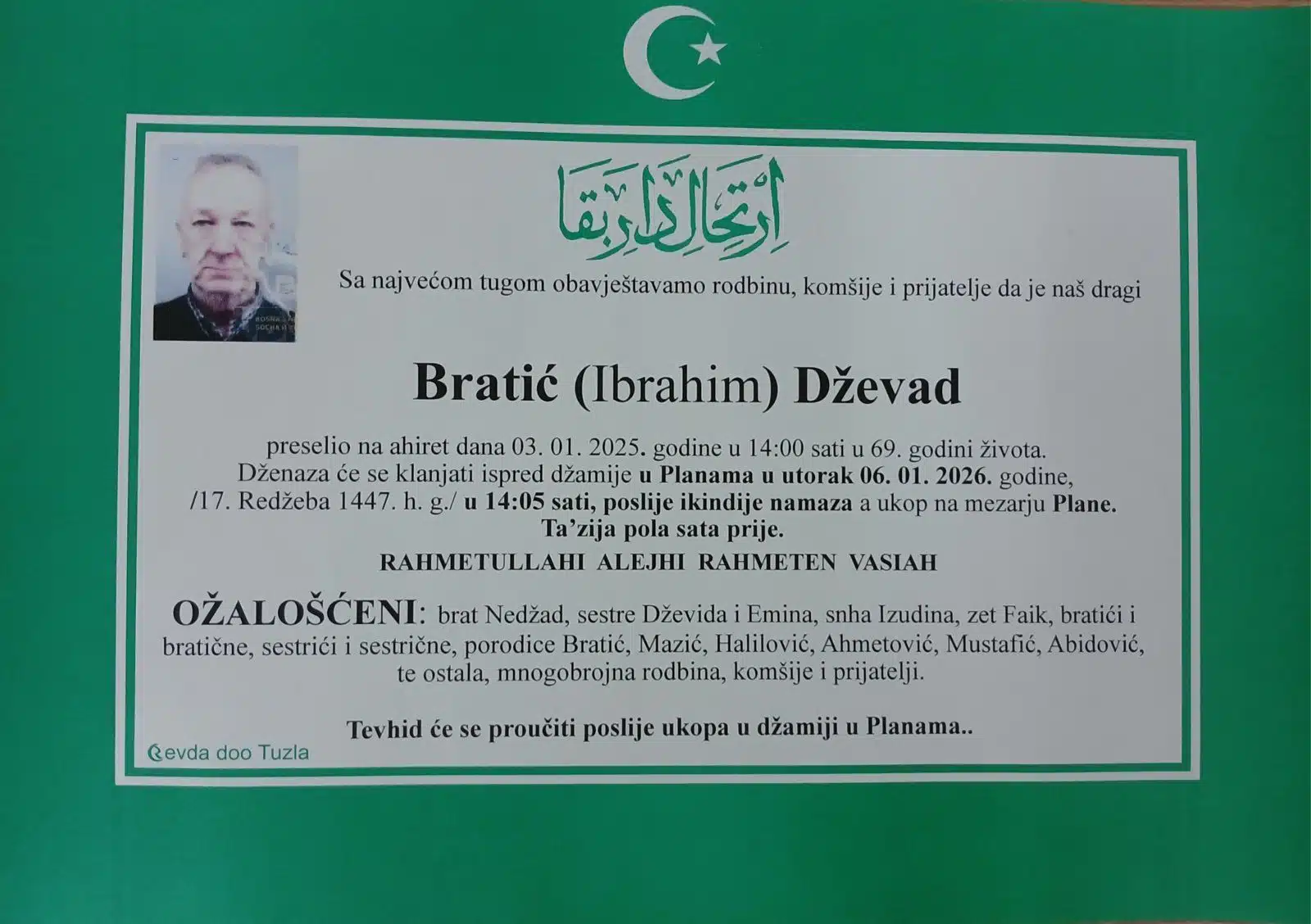 Preminuo je Dževad Bratić