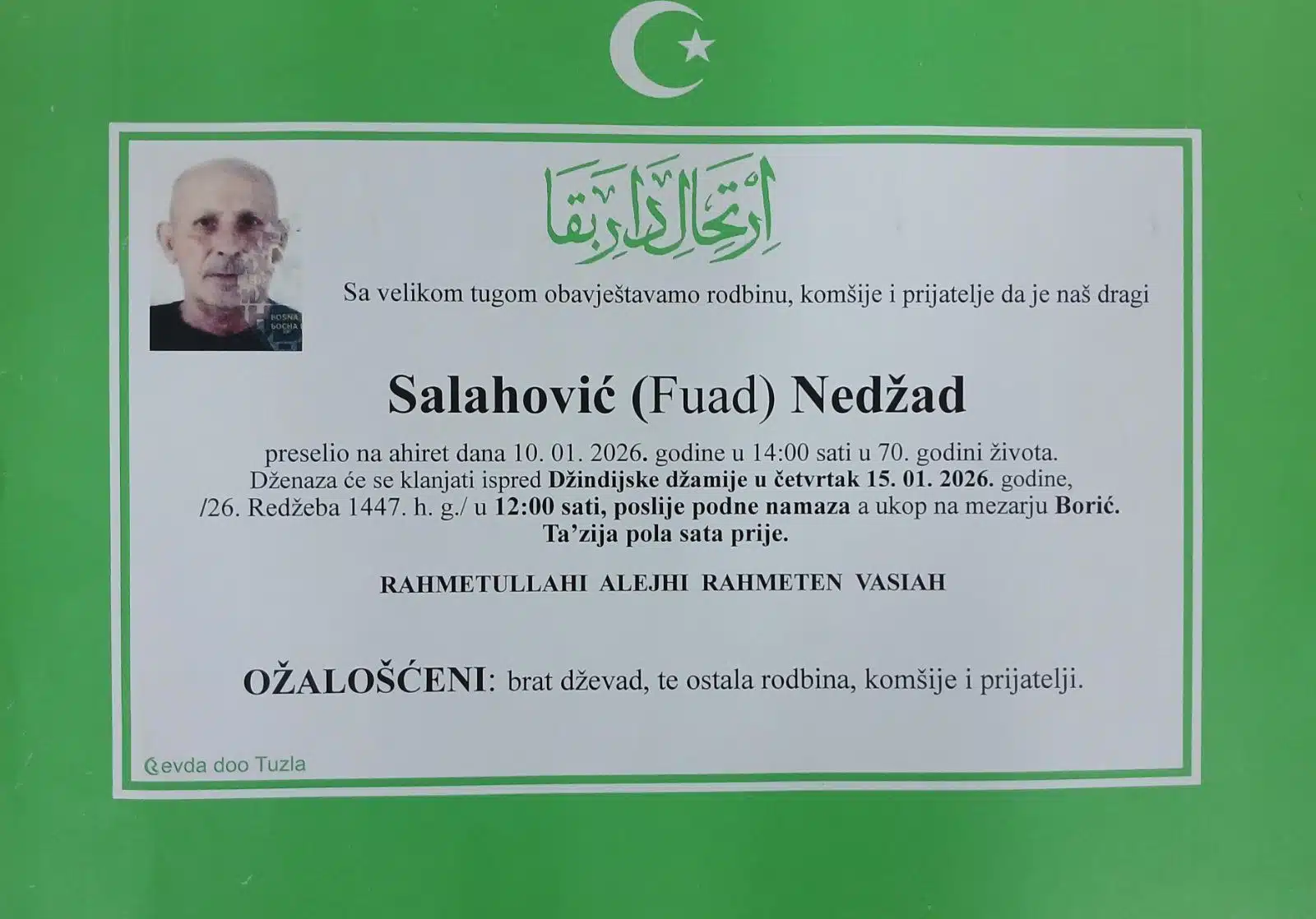 Preminuo je Nedžad Salahović