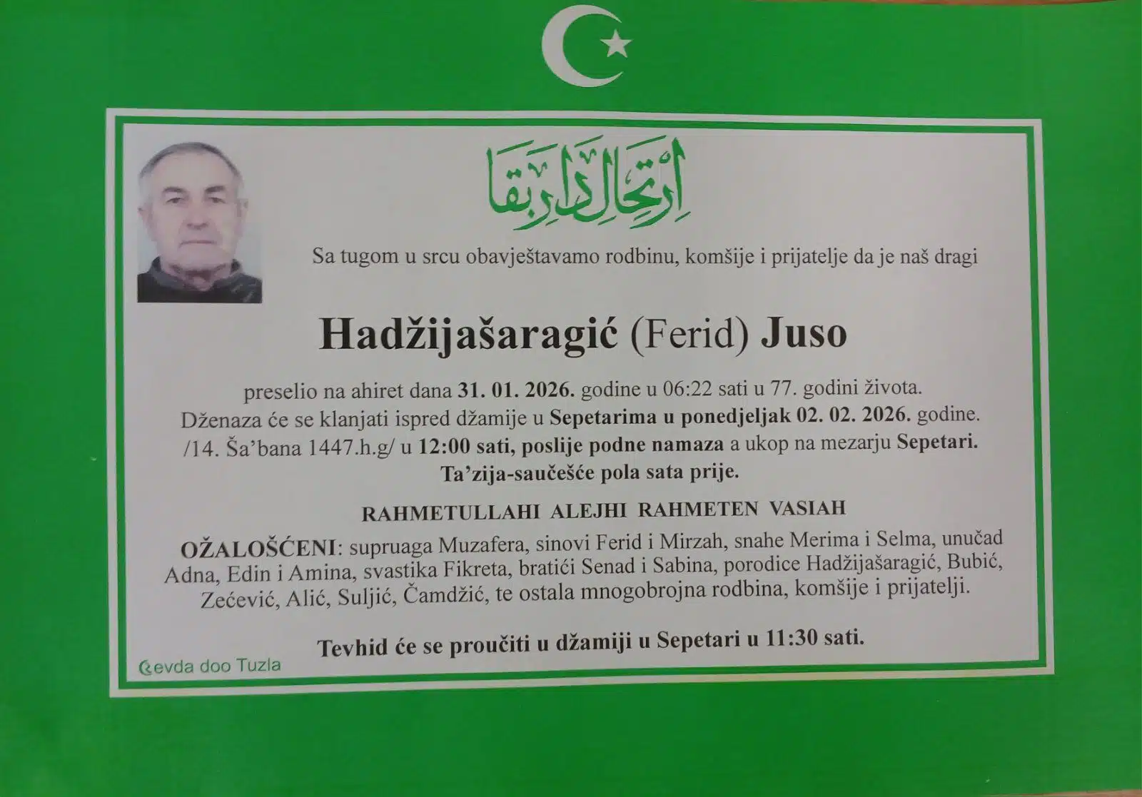 Preminuo je Juso Hadžijašaragić