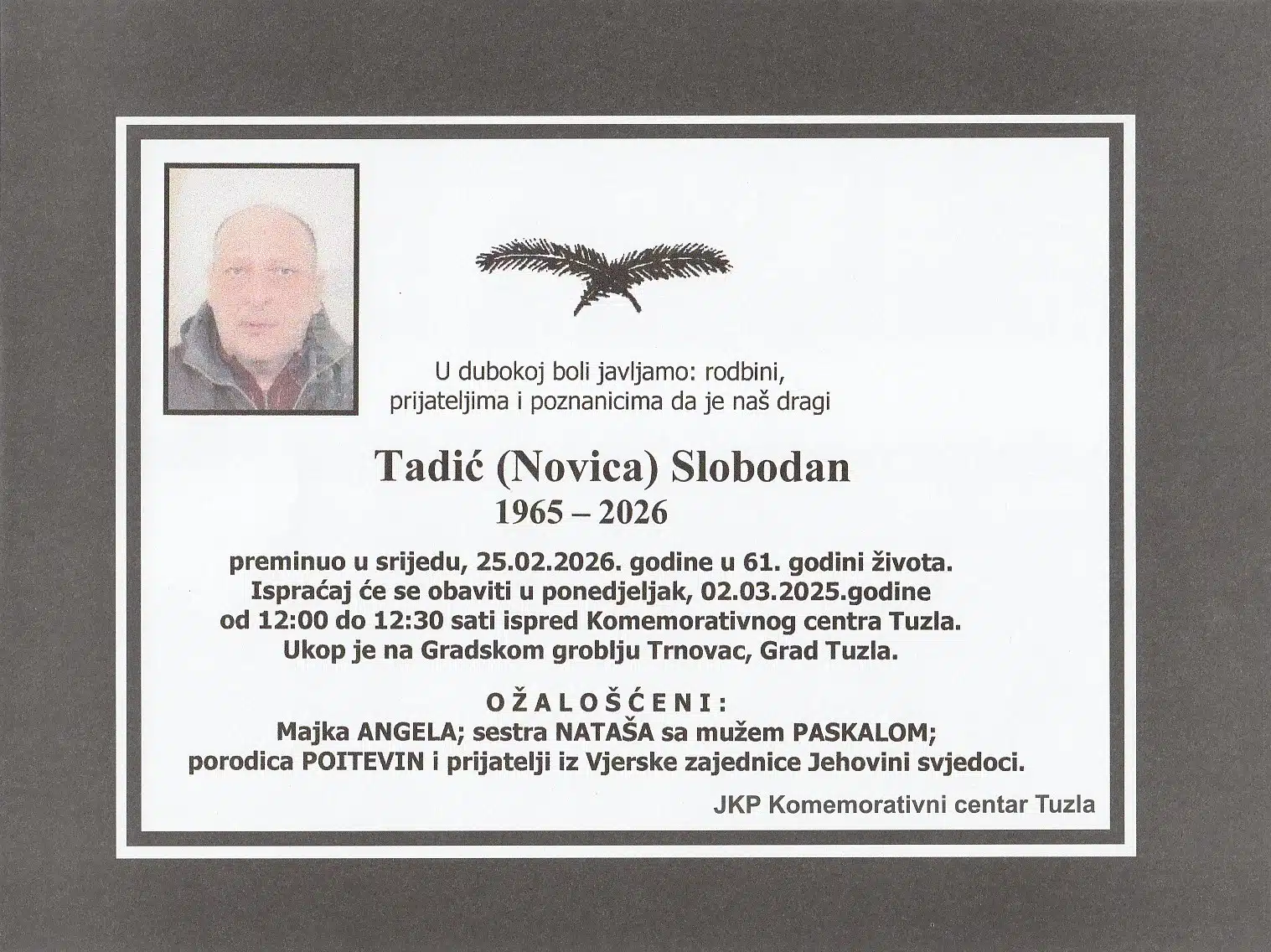 Preminuo je Slobodan Tadić