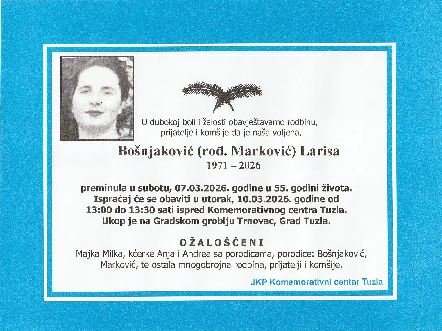 Preminula je Larisa Bošnjaković