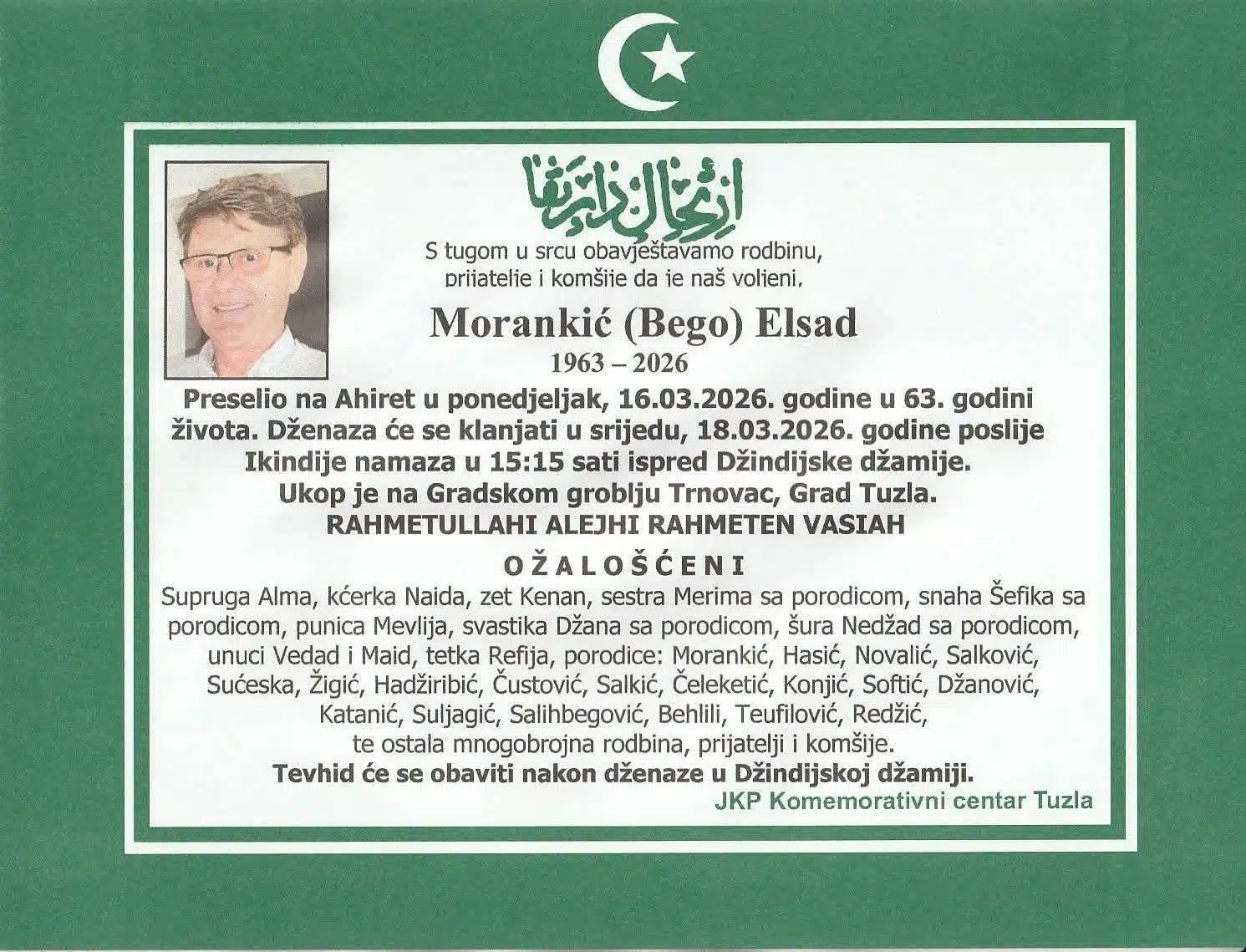 Preminuo je Elsad Morankić
