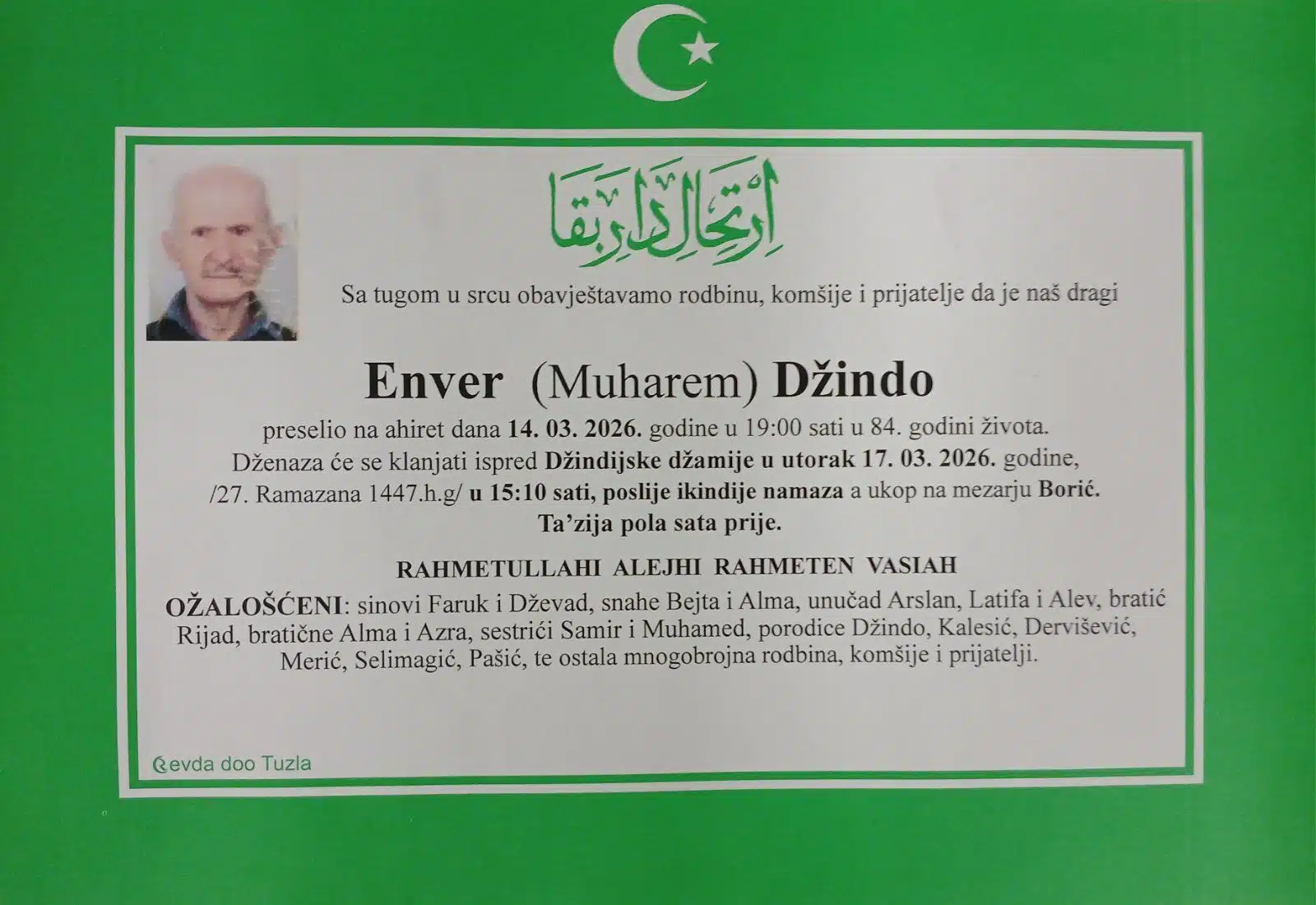 Preminuo je Enver Džindo