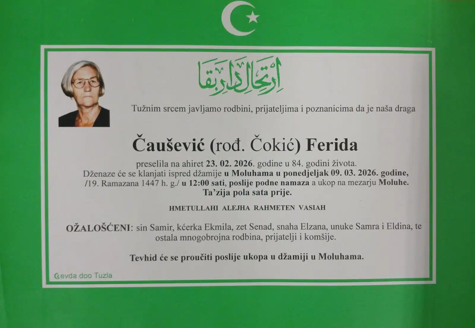Preminula je Ferida Čaušević