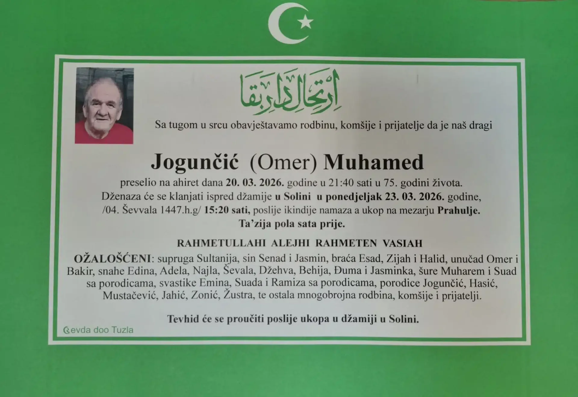 Preminuo je Muhamed Jogunčić