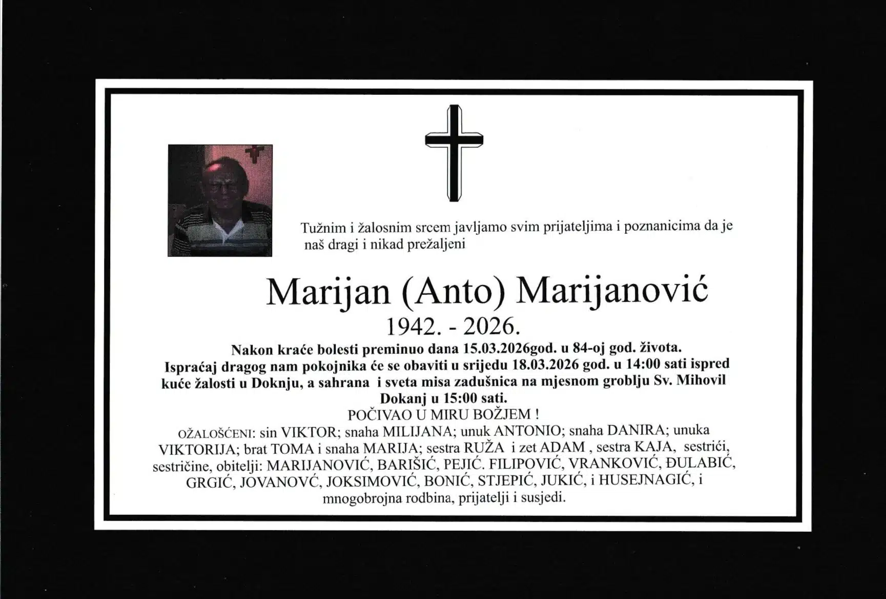 Preminuo je Marijan Marijanović