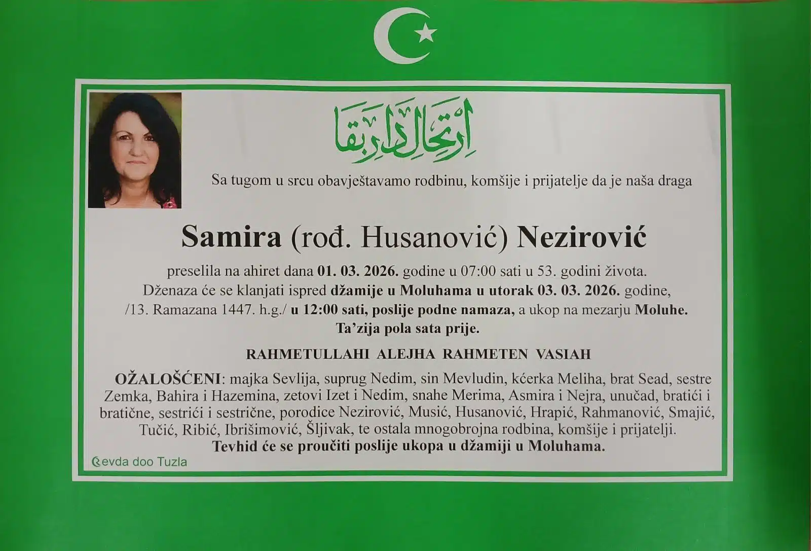Preminula je Samira Nezirović