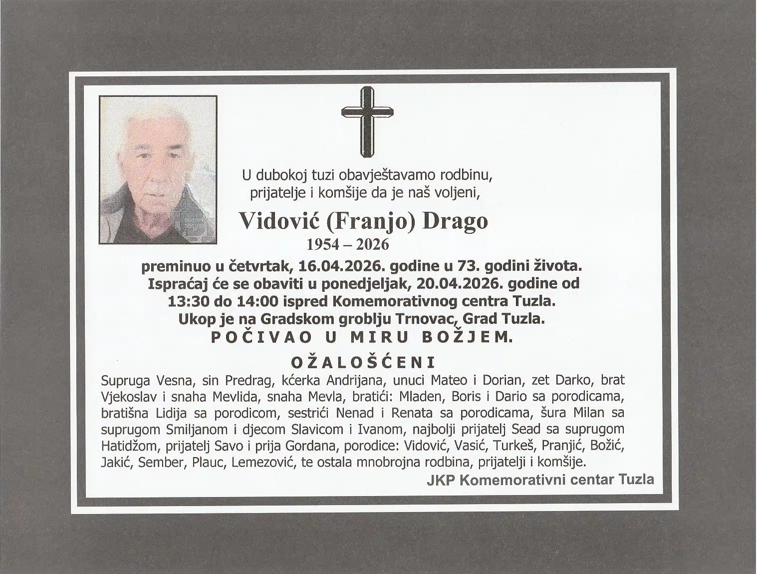 Preminuo je Drago Vidović
