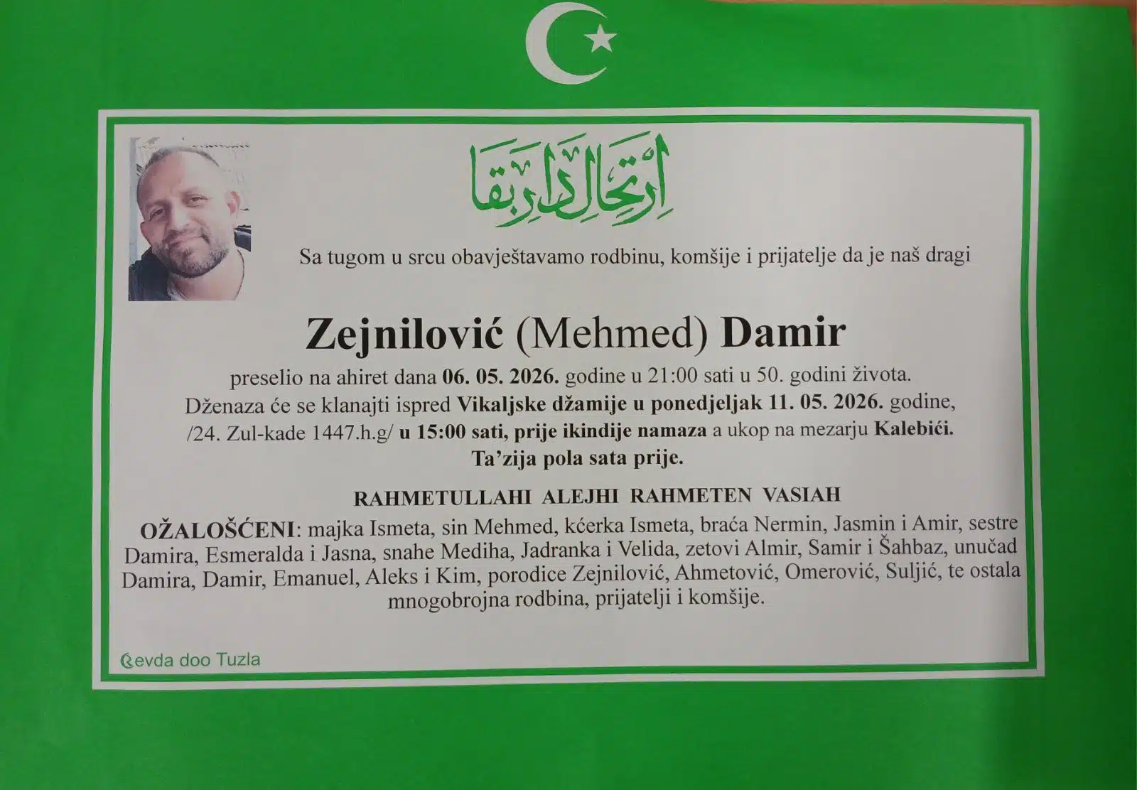 Preminuo je Damir Zejnilović