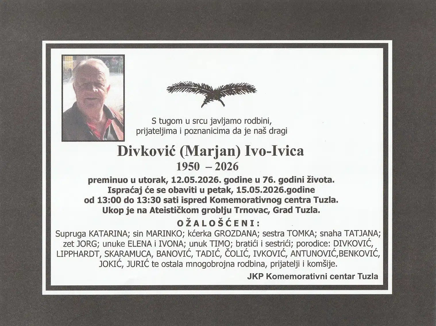 Preminuo je Ivo Ivica Divković