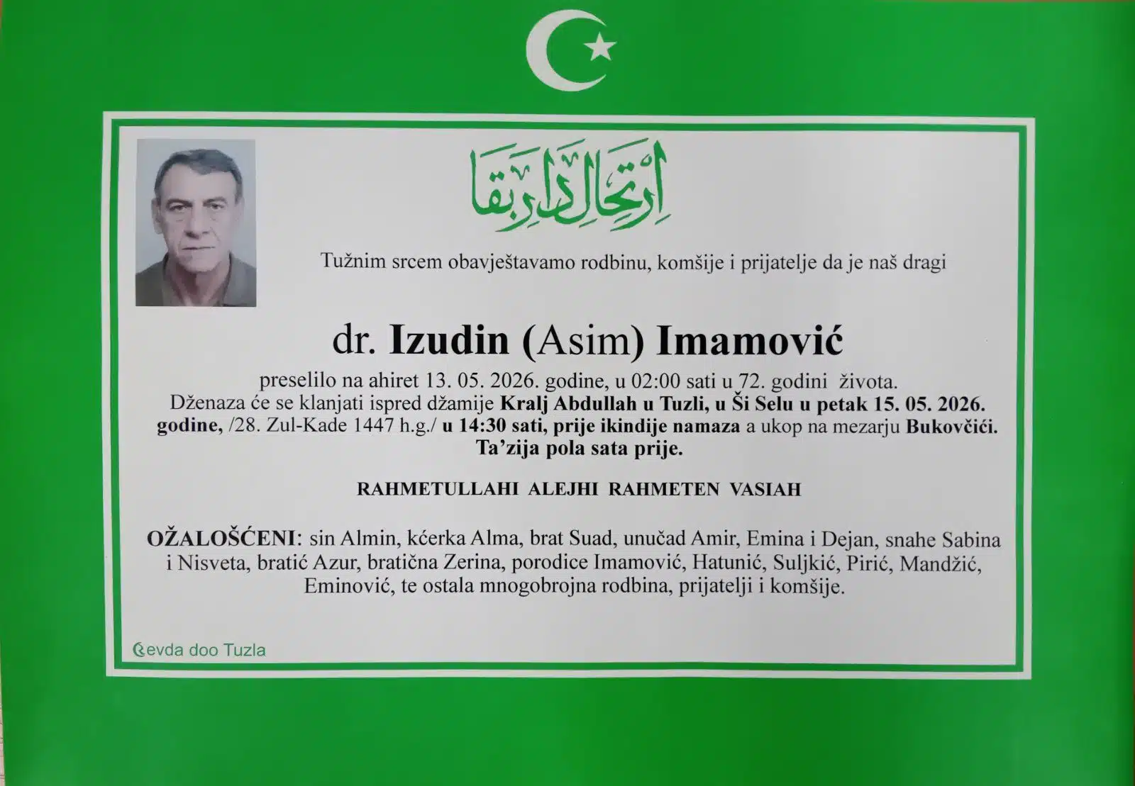 Preminuo je dr. Izudin Imamović