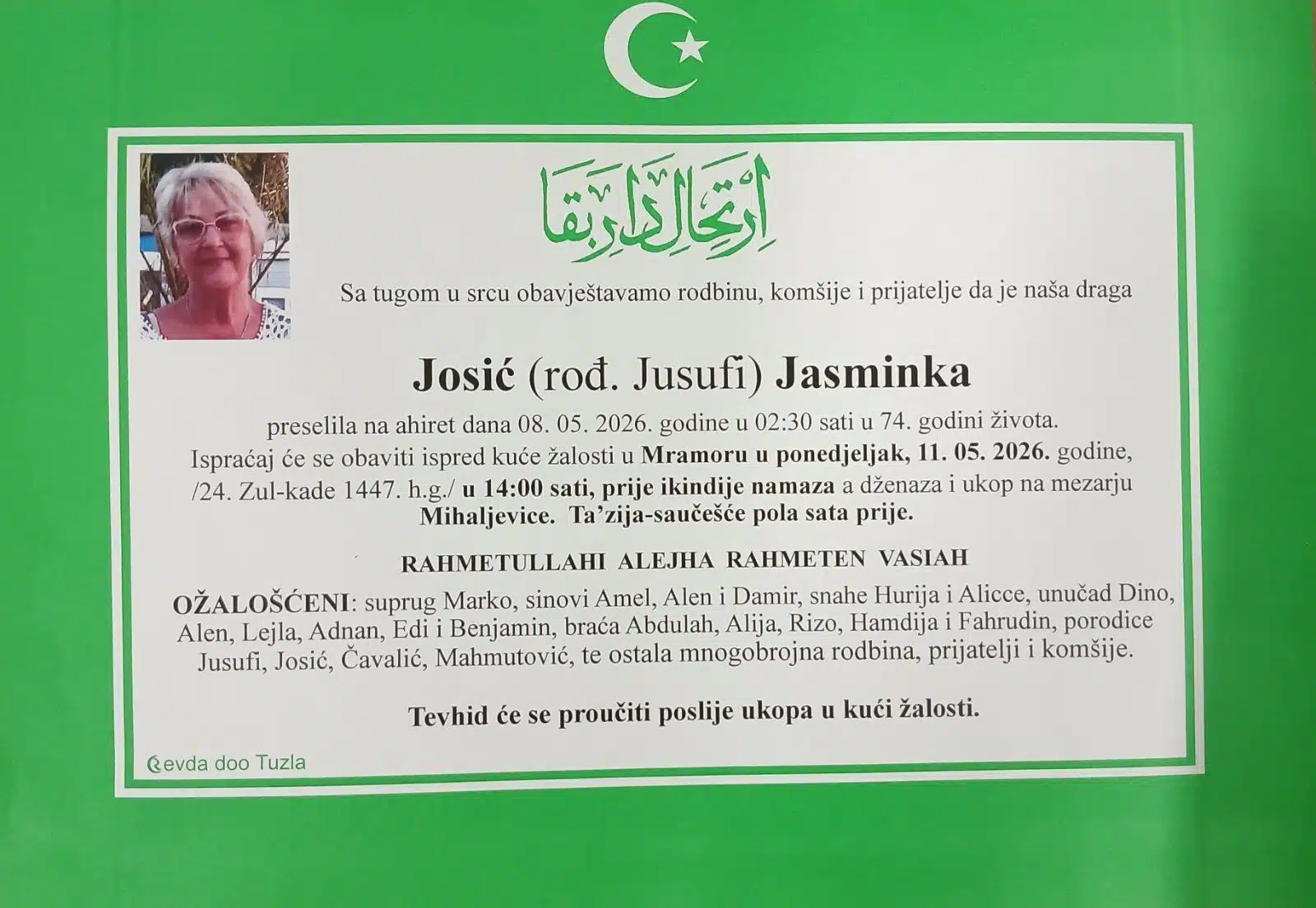 Preminula je Jasminka Josić