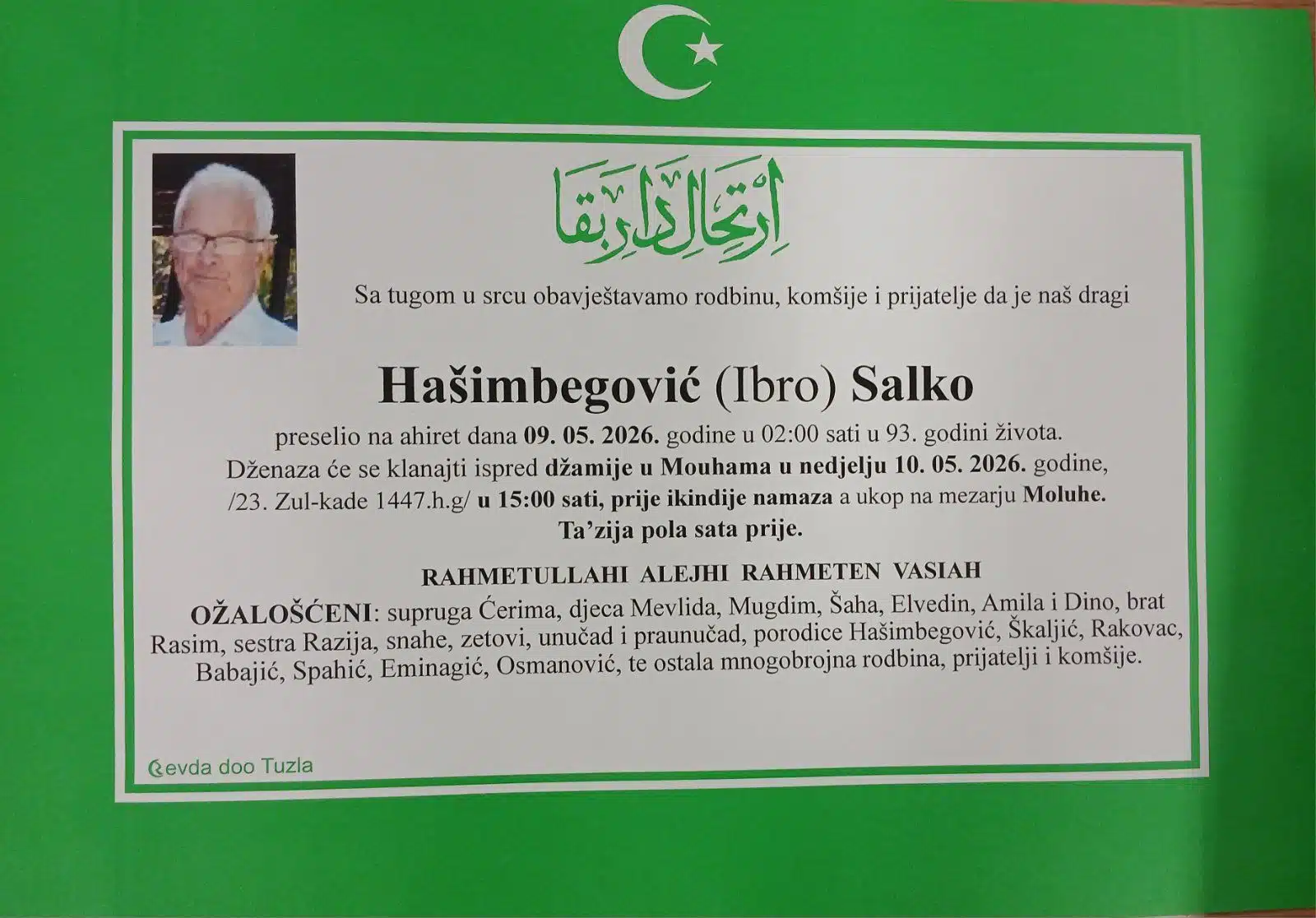 Preminuo je Salko Hašimbegović