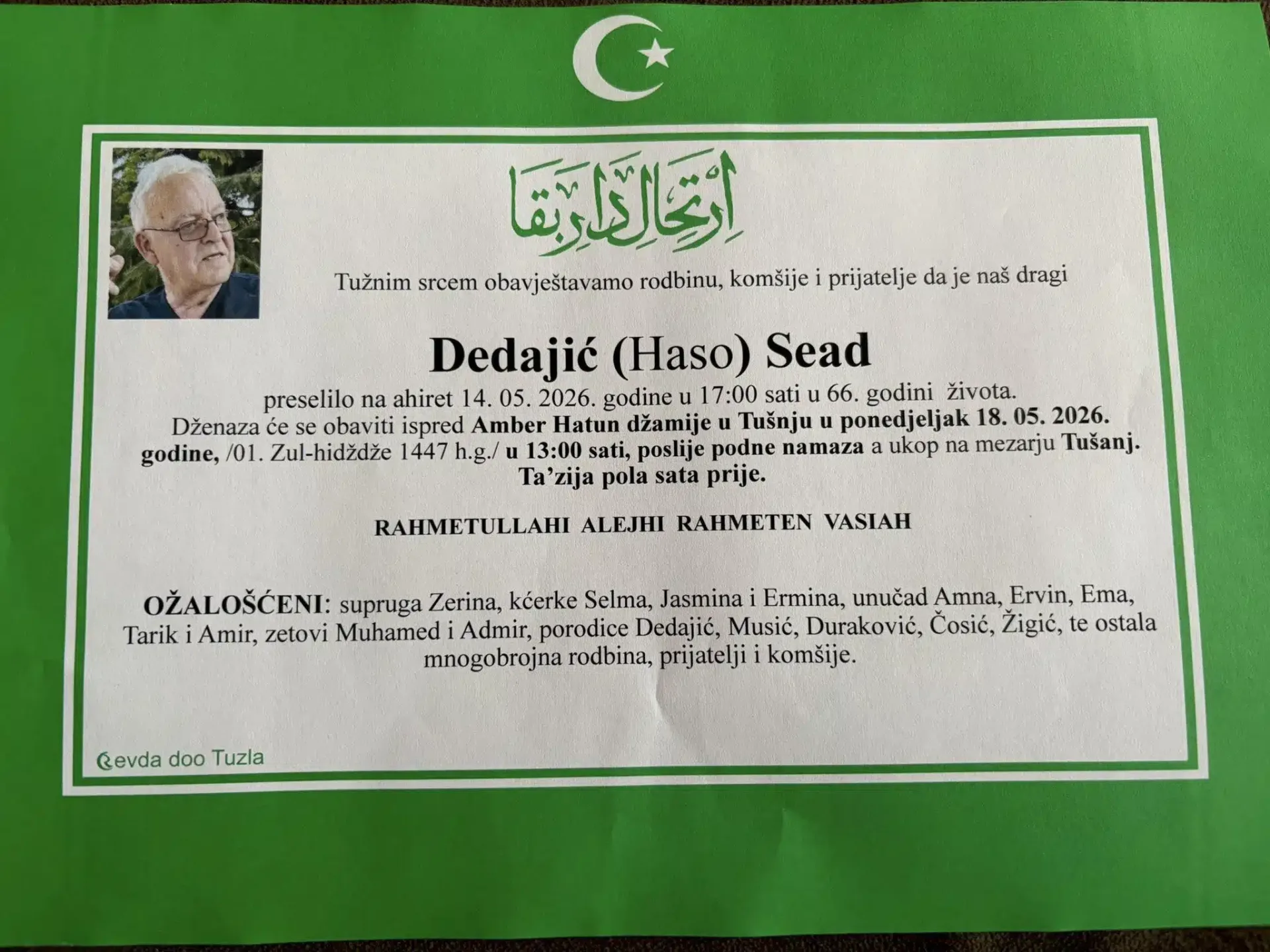 Preminuo je Sead Dedajić