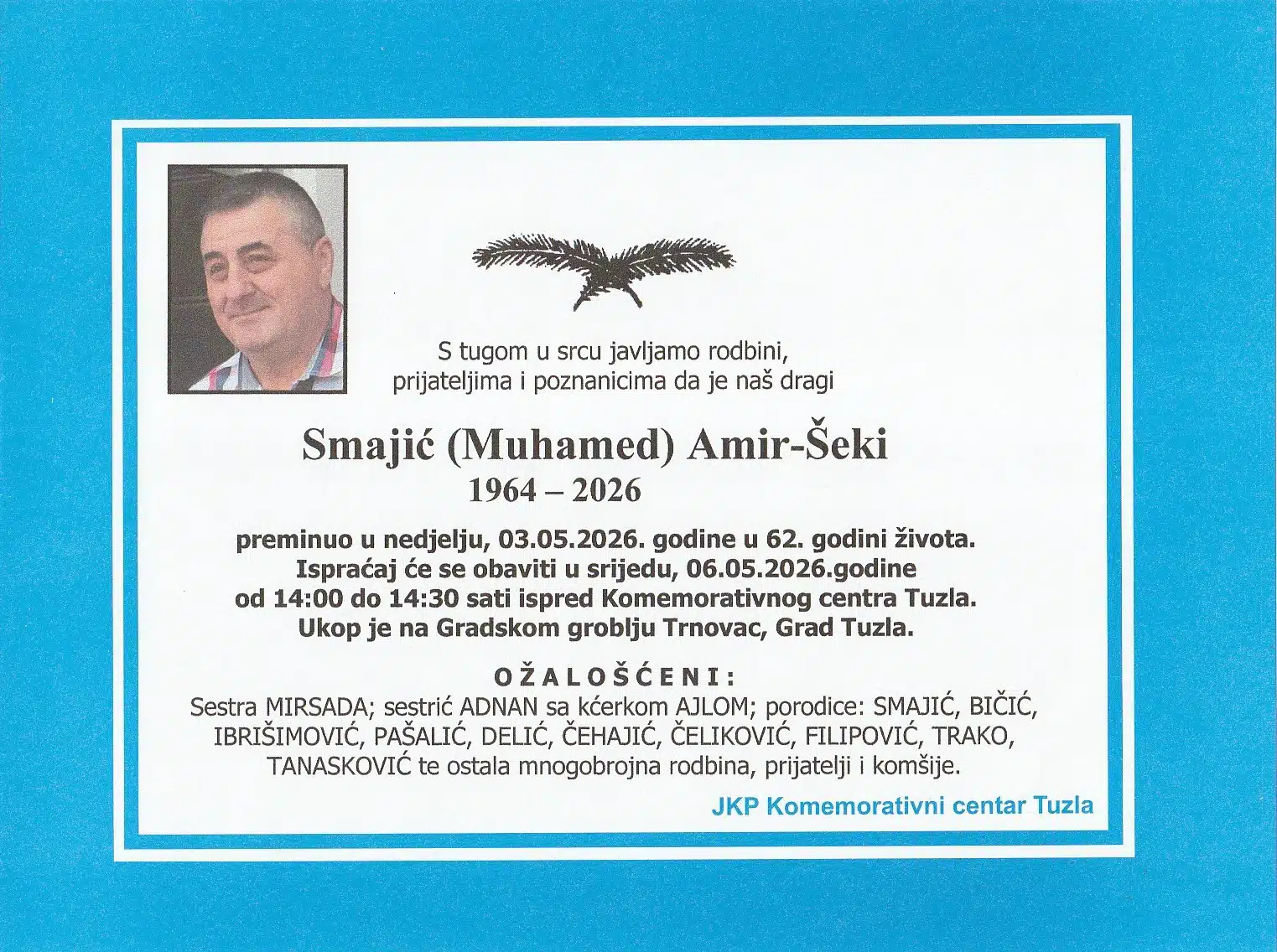 Preminuo je Amir Smajić Šeki