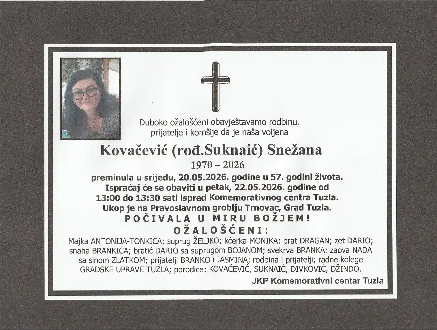 Preminula je Snežana Kovačević