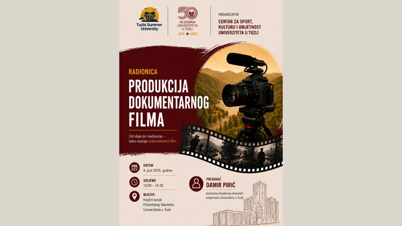 Damir Pirić predavač radionice o produkciji dokumentarnog filma na Ljetnom univerzitetu u Tuzli