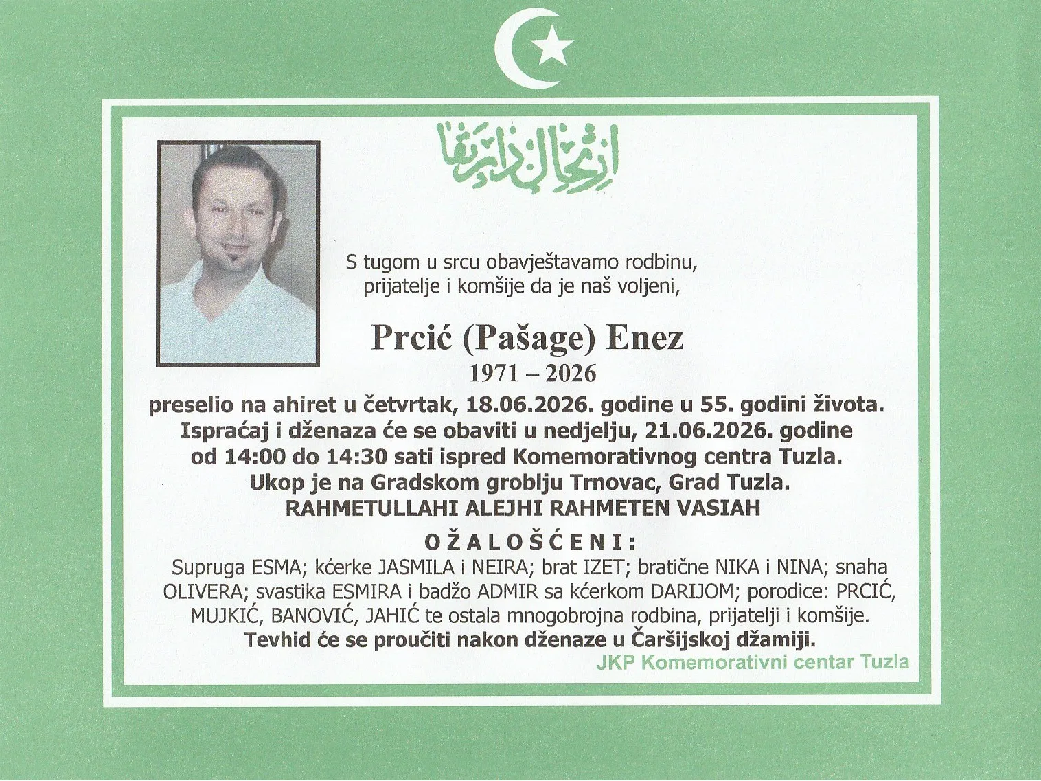 Preminuo je Enez Prcić